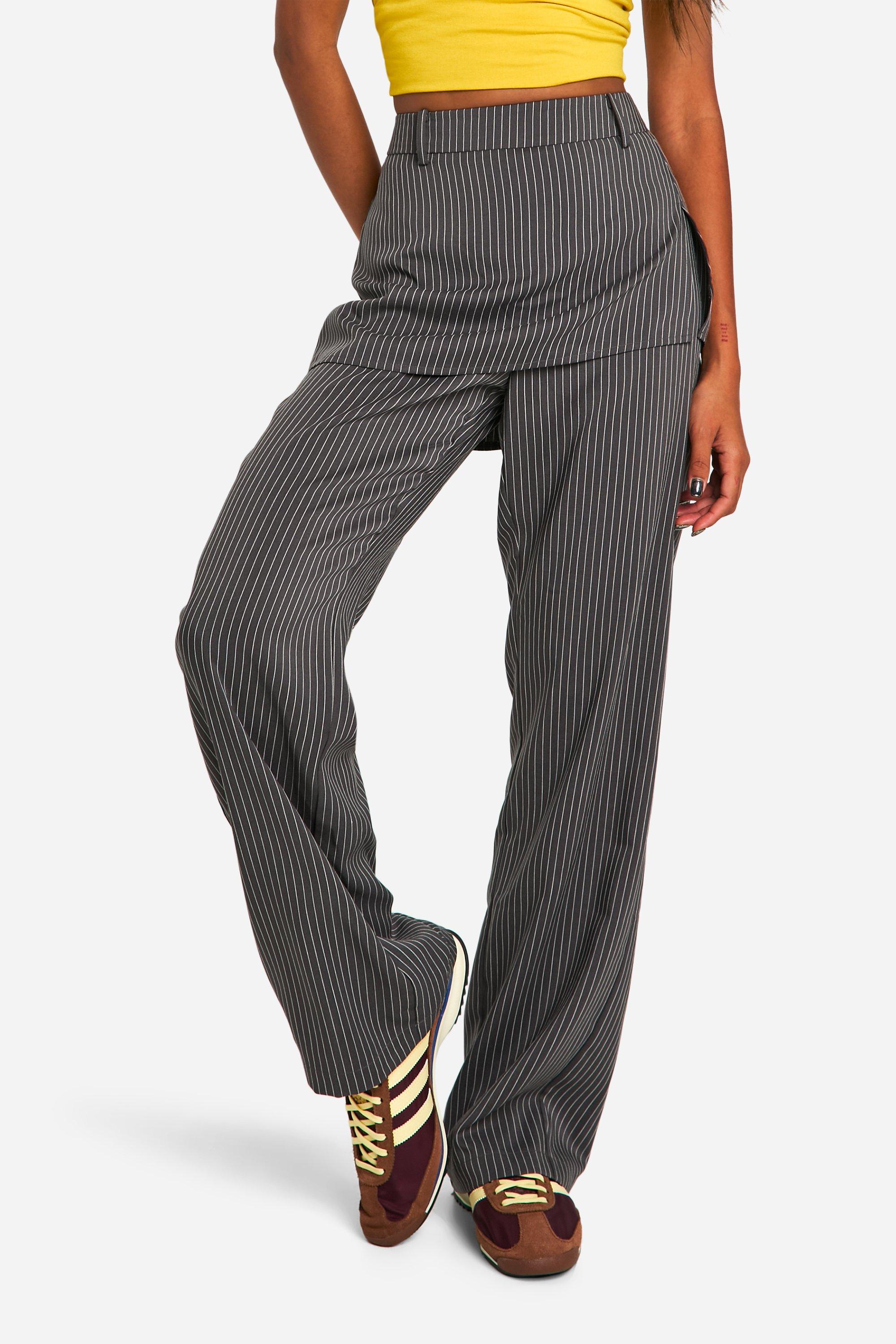 Pinstripe Straight Leg Skirt Trouser boohoo